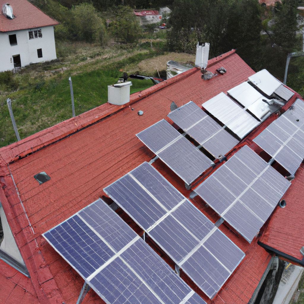 Solární panely na střeše rodinného domu